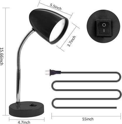 LED Desk Lamp, Flexible Gooseneck with Table lamp, 3.5W 240LM 4000K Cool White Study Lamps for Bedroom and Office, Eye Protection, ETL Listed,Black - LeafyLoom