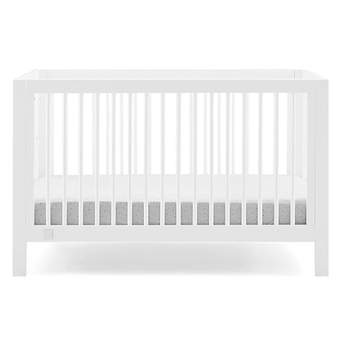 Delta Children babyGap Charlie 6-in-1 Convertible Crib + Brannan Bear Bookcase with Bins + Brannan Bear Wall Shelf with 4 Hooks, Bianca White (Bundle) - LeafyLoom