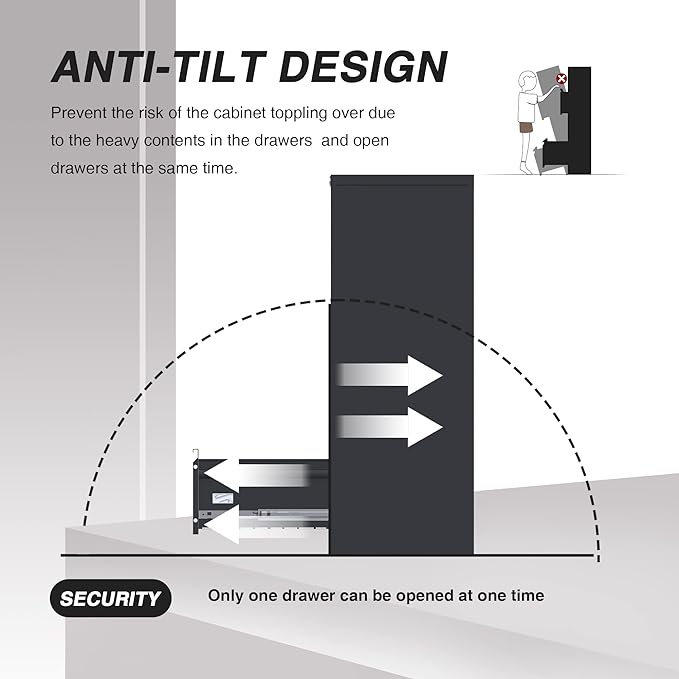 4 Drawer File Cabinet, Vertical Filing Cabinets with Lock, Metal File Cabinets for Home Office A4 Letter/Legal Size, Assembly Required - LeafyLoom