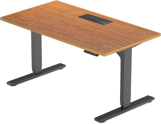 Standing Desk Bamboo top 72×30 - Adjustable Height Large Stand Up - Motorized Ergonomic Raised - Computer Desk for Home and Office - LeafyLoom