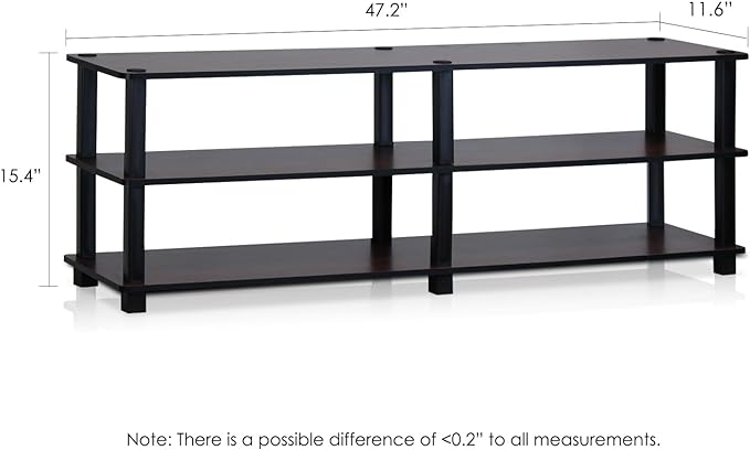 Furinno Turn-S-Tube No Tools 3-Tier Entertainment TV Stands, Dark Cherry and Black - LeafyLoom