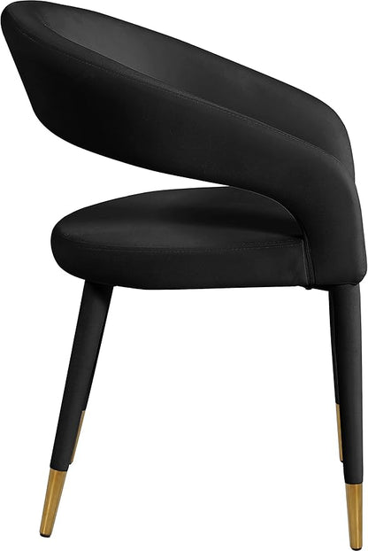 Meridian Furniture Destiny Collection Modern | Contemporary Velvet Upholstered Rounded Back Dining Chair, 23" W x 23" D x 31.5" H, Black - LeafyLoom