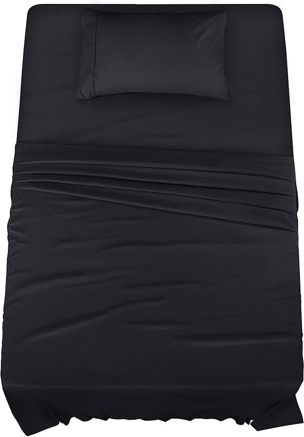 Utopia Bedding Twin XL Sheets - 3 Piece Bedding - Brushed Microfiber - Shrinkage and Fade Resistant - Easy Care (Twin XL Twin Extra Long Black) - LeafyLoom