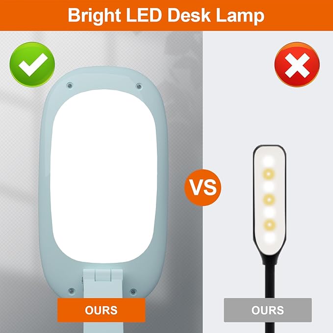 LED Desk Lamp for Office Home & Battery Operated Lamp Rechargeable Lamp Foldable & Portable Light, [2-fold support frame higher] 3 Brightness Dimmable Small Desk Lamp Wireless Reading Lamp - LeafyLoom