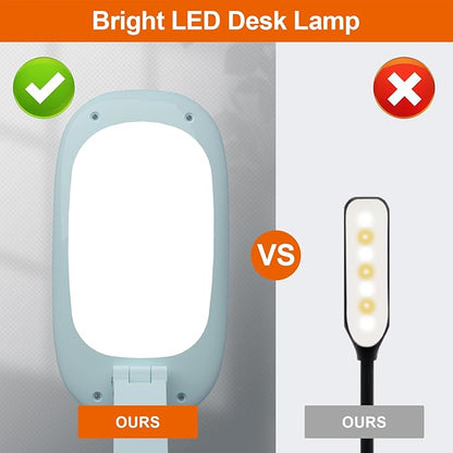 LED Desk Lamp for Office Home & Battery Operated Lamp Rechargeable Lamp Foldable & Portable Light, [2-fold support frame higher] 3 Brightness Dimmable Small Desk Lamp Wireless Reading Lamp - LeafyLoom