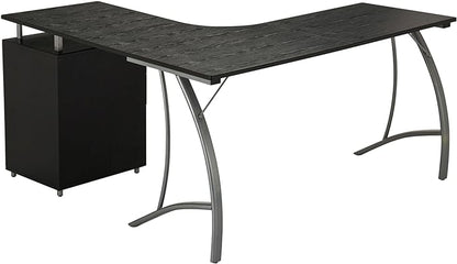 Techni Mobili Modern Computer File Cabinet and Storage L-Shaped Desk, Espresso - LeafyLoom