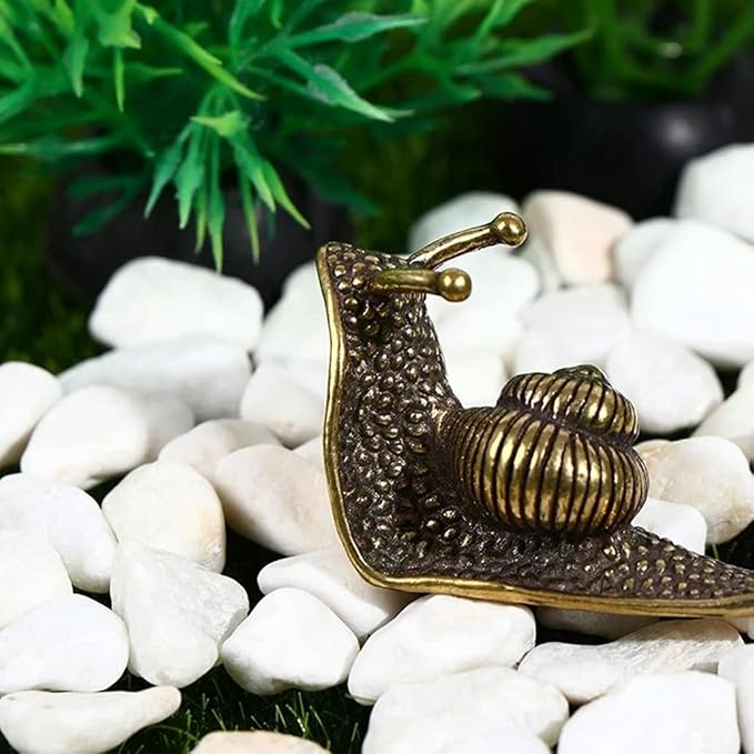 Vintage Solid Brass Small Snail Figurine - Cute Desk Decor for Collectors - Perfect Office or Home Accent(Small Snail) - LeafyLoom