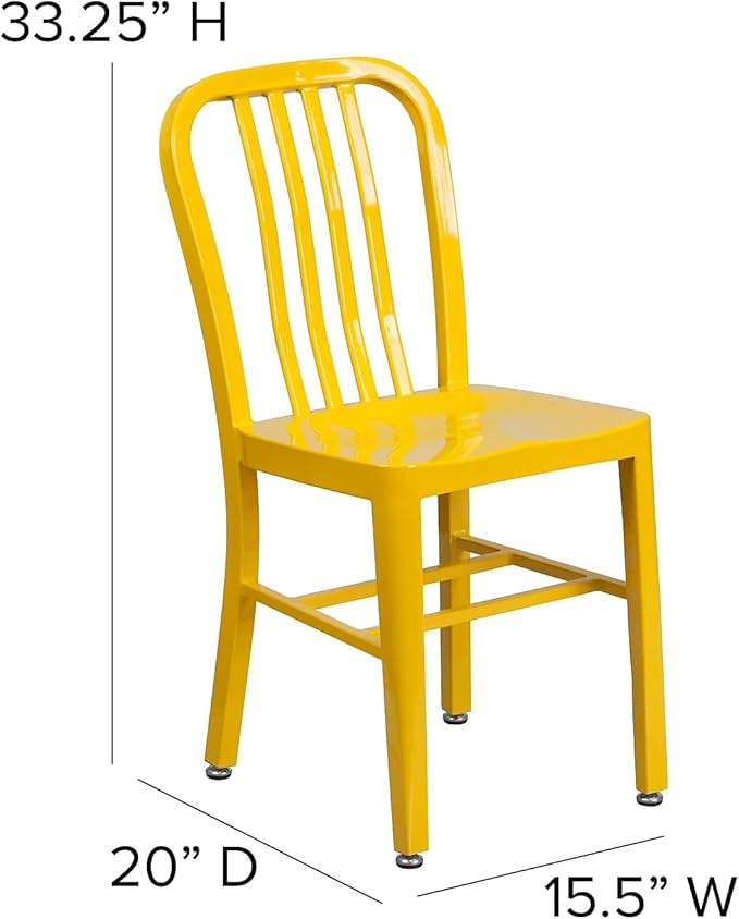 Flash Furniture Gael Commercial Grade 2 Pack Yellow Metal Indoor-Outdoor Chair - LeafyLoom