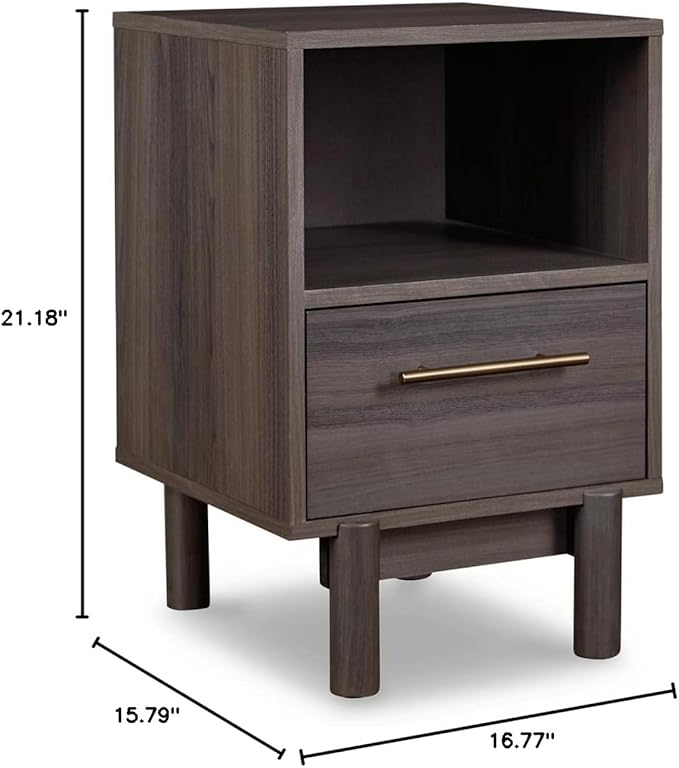 Signature Design by Ashley Brymont Mid-Century Modern 1 Drawer Nightstand, Dark Gray - LeafyLoom