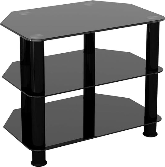 AVF SDC600BB-A TV Stand for TVs UP to 32-inch, Black Glass, Black Legs - LeafyLoom