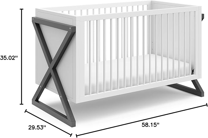 Storkcraft Equinox 3-in-1 Convertible Crib (Gray) – Easily Converts to Toddler Bed and Daybed, 3-Position Adjustable Mattress Support Base, Modern Two-Tone Design for Contemporary Nursery - LeafyLoom