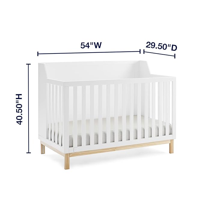 GAP babyGap Oxford 6-in-1 Convertible Crib - Greenguard Gold Certified, Bianca White/Natural - LeafyLoom