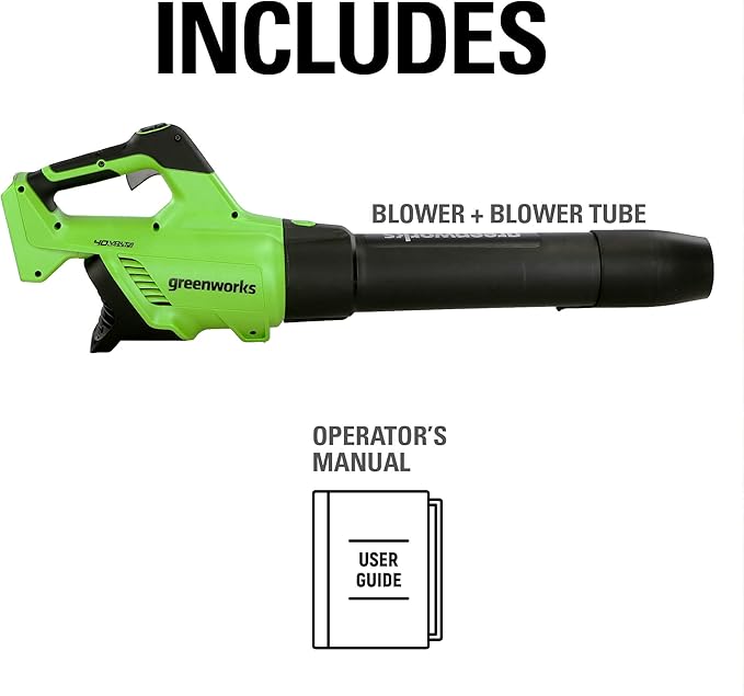 Greenworks 40V (120 MPH / 500 CFM / 75+ Compatible Tools) Cordless Axial Leaf Blower, Tool Only - LeafyLoom