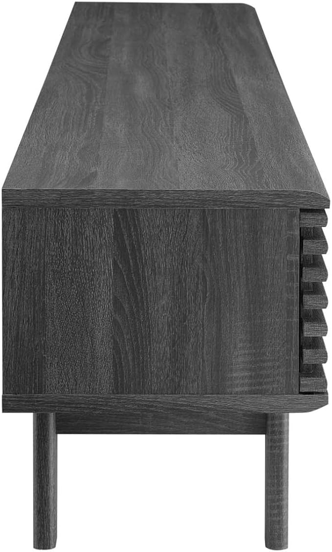 Modway Render Mid-Century Modern Low Profile 70 Inch Media Console TV Stand in Charcoal, 70" - LeafyLoom