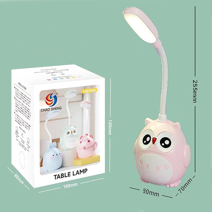 LED Desk Lamp for Kids, Mini Cute Owl Lamp Night Light, Foldable USB Rechargeable Reading Light Bedroom Children's Bedside Study (Green) - LeafyLoom