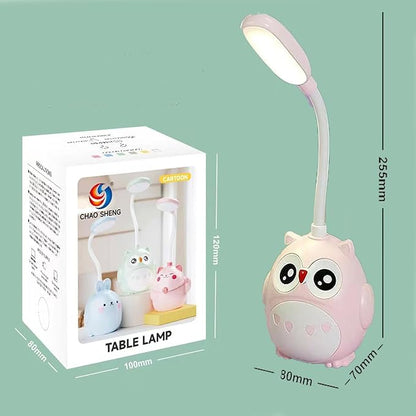 LED Desk Lamp for Kids, Mini Cute Owl Lamp Night Light, Foldable USB Rechargeable Reading Light Bedroom Children's Bedside Study (Pink) - LeafyLoom