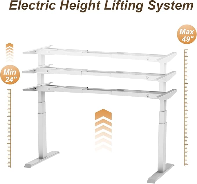 Electric Standing Desk Frame Dual Motor Height Adjustable Desk Motorized Stand Up Desk-White(Frame Only) - LeafyLoom