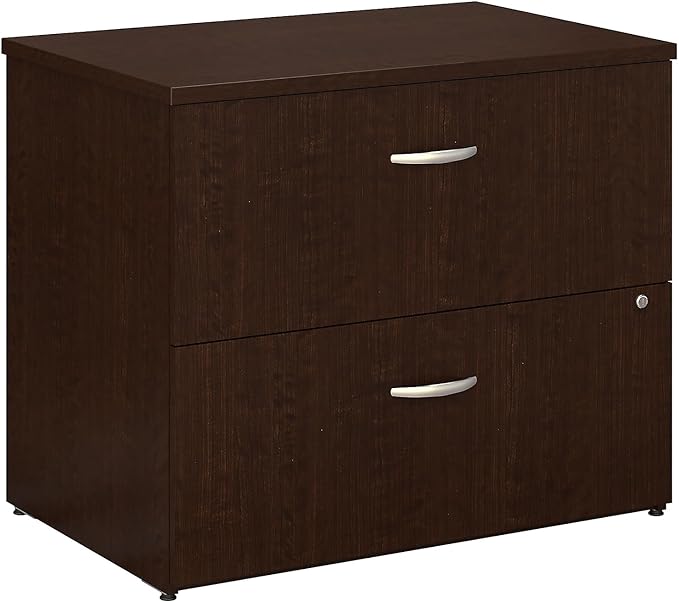 Bush Business Furniture Series C 2 Drawer Lateral File Cabinet, Locking Document Storage for Home or Professional Office, Mocha Cherry - LeafyLoom