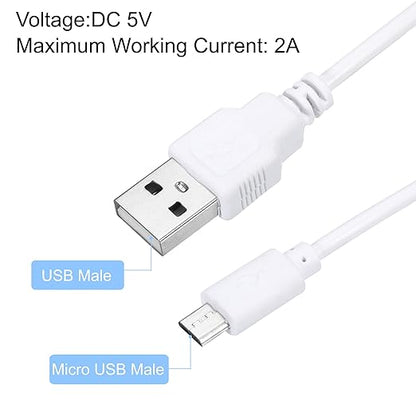 MECCANIXITY USB Cable with 501 ON/Off Switch, USB Male to Micro USB Male Power Cable 100cm for Digital Equipment LED Desk Lamp LED Strip White Pack of 4 - LeafyLoom