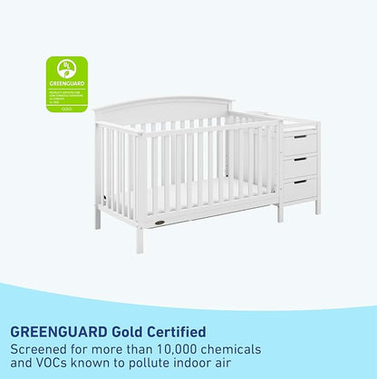 Graco Benton 4-in-1 Convertible Crib and Changer (White) – Crib and Changing Table Combo, Includes Water-Resistant Changing Pad, 3 Drawers, Converts to Toddler Bed, Daybed and Full-Size Bed - LeafyLoom