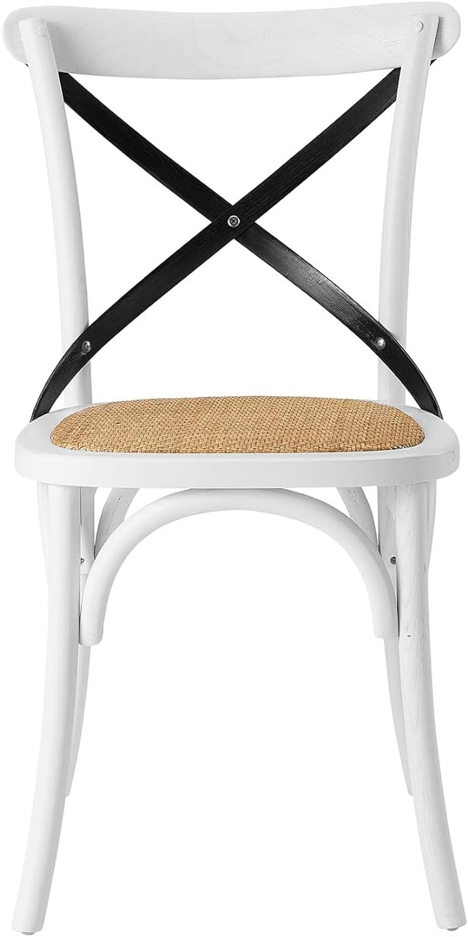 Modway Gear Side, Dining Chair, White Black - LeafyLoom