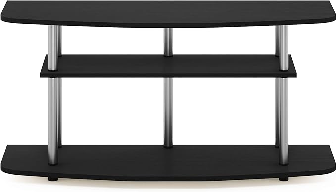 Furinno Frans Turn-N-Tube TV Stand for TV Size up to 43 Inch, 3-Tier, Black Oak - LeafyLoom