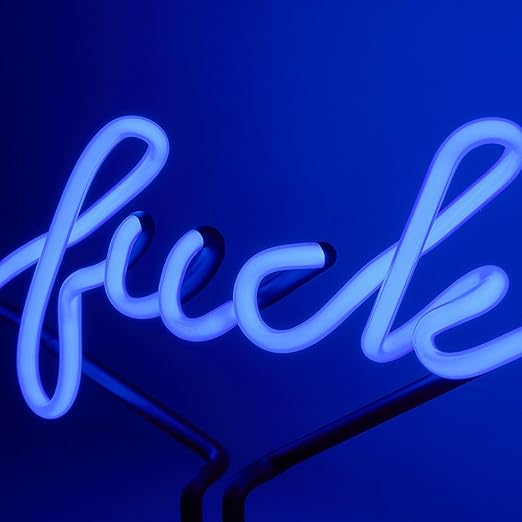 Amped & Co ® - "F*ck" Neon Desk Light, 9"x11.5" - Light Up Sign, Blue Neon Sign, Fuck Off Neon Sign - LED sign light up decor, Cool Neon Signs - LeafyLoom