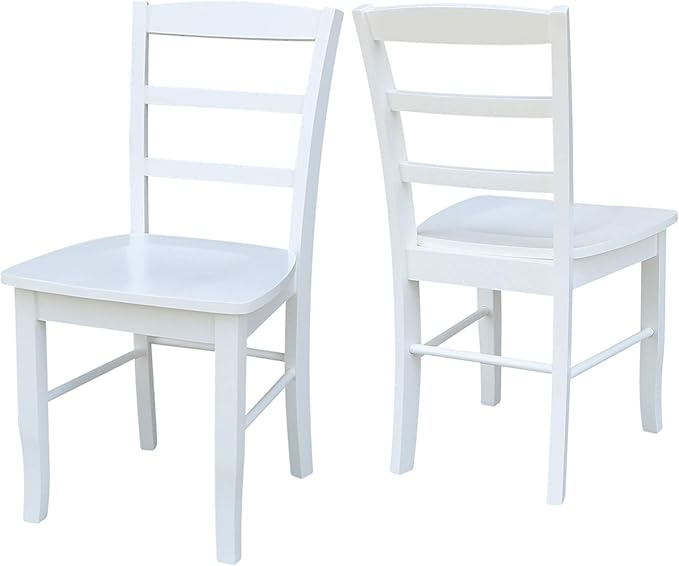 International Concepts Set of Two Madrid Ladderback Dining Chairs, White - LeafyLoom