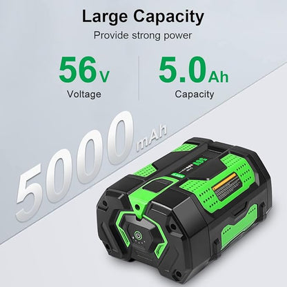 5.0Ah 56V Li-ion Battery Replacement for EGO 56V Battery with Holder Compatible with 56 Volt BA1400T BA4200 ST1502LB CS1604 LB4800 LB5804 HT2400 Crodless Tools - LeafyLoom