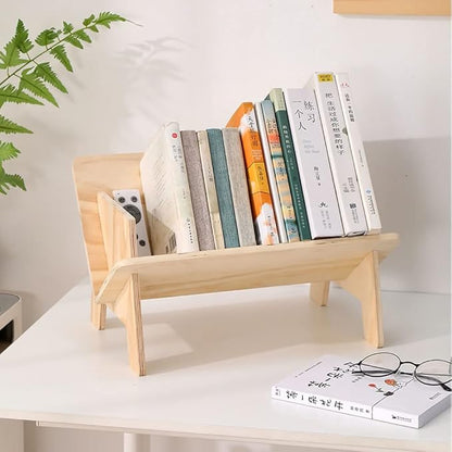 Wood Bookcase, Tilted Bookcase,Desktop Bookshelf Simple Tabletop Tilted Bookcases for Books Magazine CD,Desk Organizers and Storage Rack in Living Room/Office/Home. - LeafyLoom