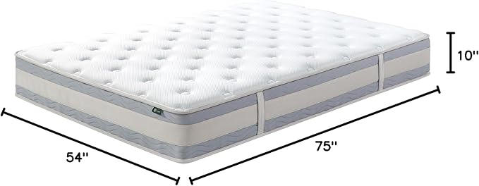 ZINUS 10 Inch Comfort Support Hybrid Mattress [New Version], Full, Fiberglass free, Medium Plush, Motion Isolation, Certified Safe Foams & Fabric, Mattress in A Box - LeafyLoom