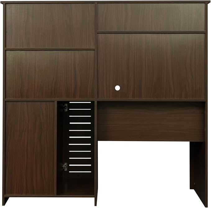 NicBex Laik-DW-00017-DX Desks, 59.06" W x 23.62" D x 57.68" H, Walnut - LeafyLoom