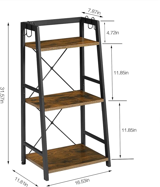 3-Tier Bathroom Ladder Shelf, Standing Tower Shelf Bookcase Freestanding Tower for Living Room Home and Office - LeafyLoom