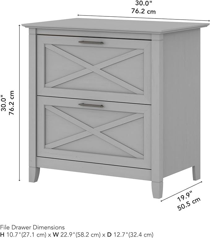 Bush Furniture Key West 2 Drawer Lateral File Cabinet in Cape Cod Gray | Document Storage for Home Office | Accent Chest with Drawers - LeafyLoom