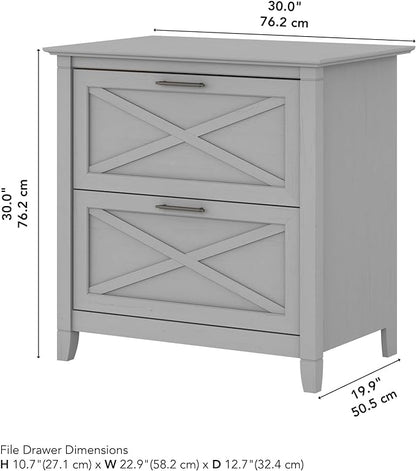 Bush Furniture Key West 2 Drawer Lateral File Cabinet in Cape Cod Gray | Document Storage for Home Office | Accent Chest with Drawers - LeafyLoom