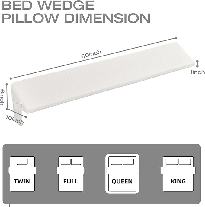 Queen Size Pillow Wedge Pillow Headboard Bed Gap Filler Queen Nora Pillow Long Bed Pillow Wedge for Headboard Gap Mattress Space Filler Pillow Stopper Triangle Foam Pillow Sleeping Bed Accessories - LeafyLoom