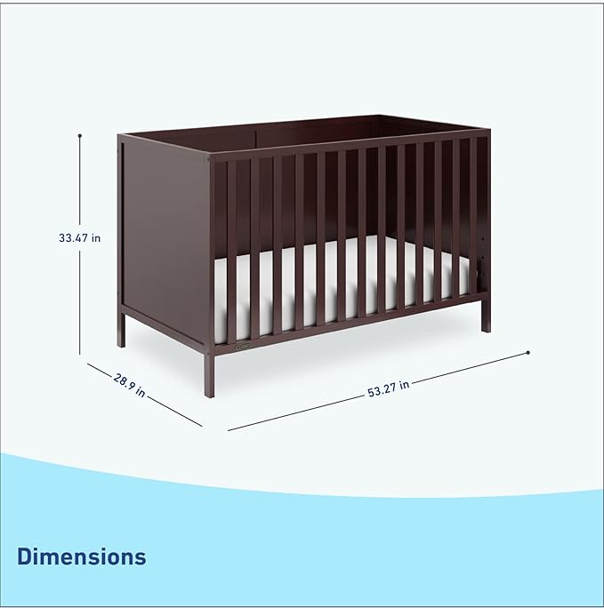 Graco Theo 3-in-1 Convertible Crib (Espresso) - GREENGUARD Gold Certified, Converts to Toddler Bed & Daybed, Fits Standard Full-Size Crib Mattress, 4 Adjustable Mattress Heights - LeafyLoom