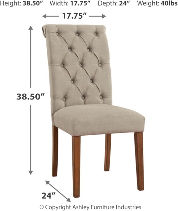 Signature Design by Ashley Harvina French Country 19" Tufted Upholstered Dining Chair, 2 Count, Beige - LeafyLoom