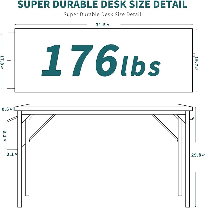 SMUG Computer Desk Small 32” Gaming Table Writing Work Student Study PC Workstation Simple Style Wooden with Side Bag Iron Hook Sturdy Metal Frame for Bedroom, Home, Office, Natural - LeafyLoom