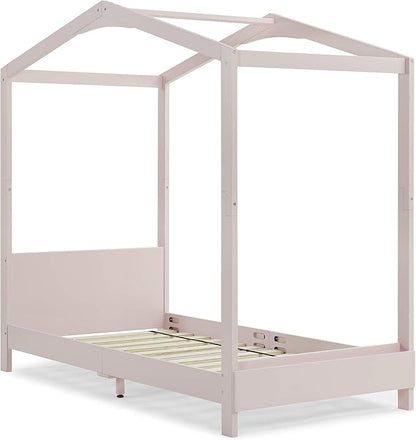 Delta Children Poppy House Wood Twin Bed, Platform Bed - No Box Spring Needed, Blush Pink - LeafyLoom