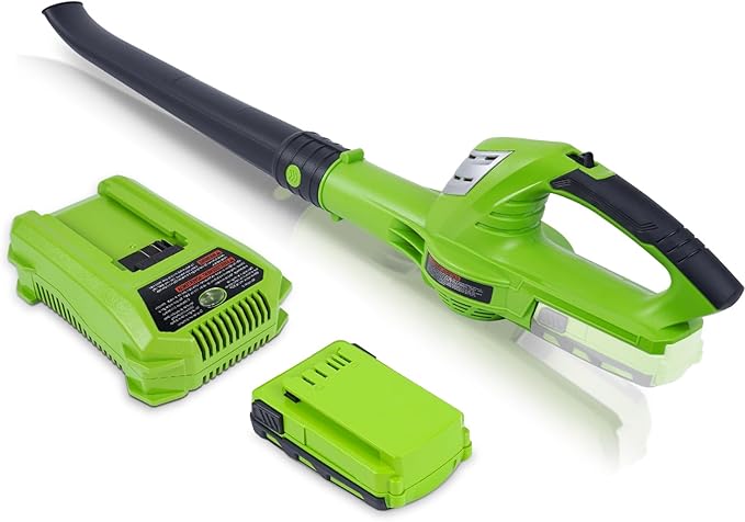 Leaf Blower Cordless with 20V 2.0Ah Battery and Fast Charger, Battery Powered Electric Leaf Blower for Lawn Care - LeafyLoom