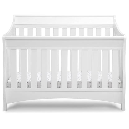 Delta Children Bentley S Series 4-in-1 Convertible Baby Crib, White - LeafyLoom