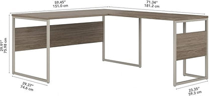 Bush Business Furniture Hybrid 60-inch W L-Shaped Table Desk with Metal Legs, Modern Hickory (HYB027MH) - LeafyLoom