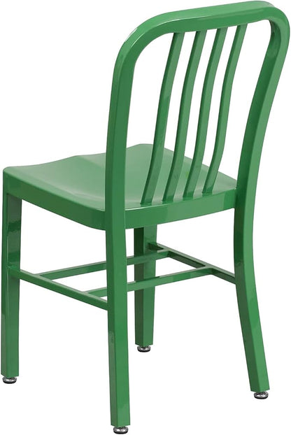 Flash Furniture Gael Commercial Grade 2 Pack Green Metal Indoor-Outdoor Chair - LeafyLoom