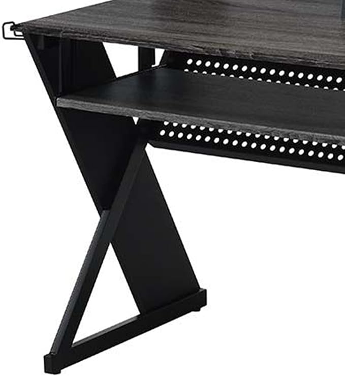 Acme Furniture Rectangular Music Desk Table with Earphone Rack, Black - LeafyLoom