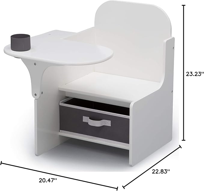 Delta Children MySize Chair Desk With Storage Bin, Bianca White - LeafyLoom