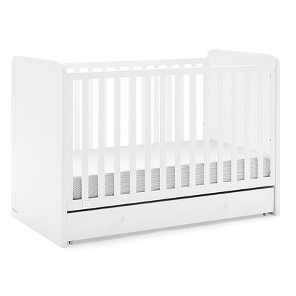 Delta Children babyGap Graham 4-in-1 Convertible Crib with Storage Drawer + Brannan Bear Bookcase with Bins + Brannan Bear Wall Shelf with 4 Hooks, Bianca White (Bundle) - LeafyLoom