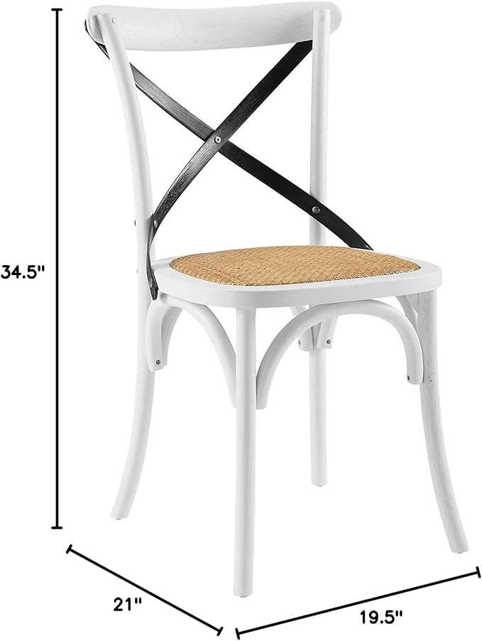 Modway Gear Side, Dining Chair, White Black - LeafyLoom