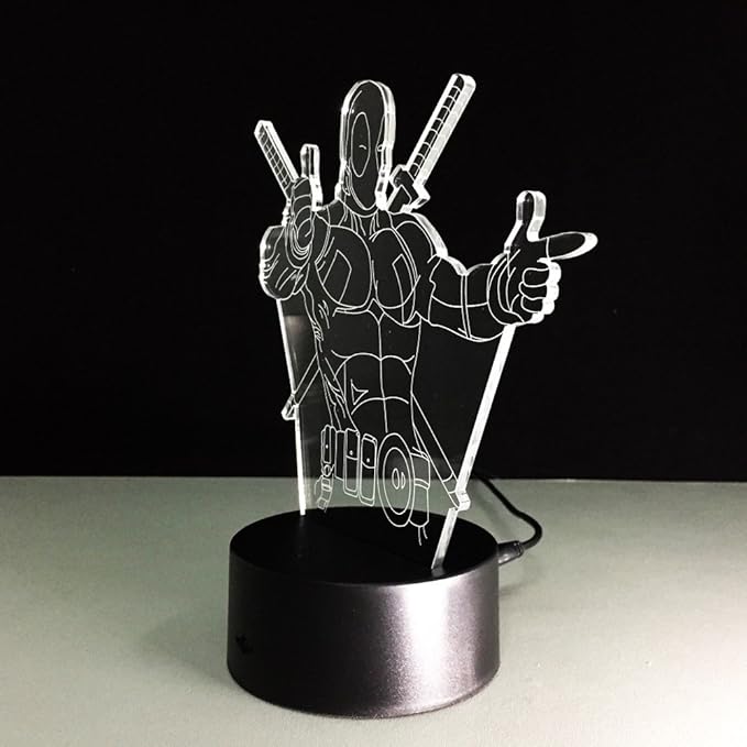 VALEN 3D Desk lamp Acrylic Deadpool Night Light 7 Color Change Furniture Decorative Colorful Gift Household Accessories Boy Toys - LeafyLoom