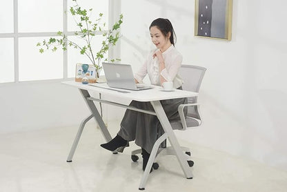 ApexDesk 47" Computer Desk, Modern Simple Style Desk for Home Office, Study Student Writing Desk - White - LeafyLoom